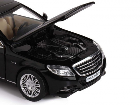 Фото Машина "АВТОПАНОРАМА" Mercedes-Benz S600, черный, 1/32, свет, звук, инерция, в/к 17,5*13,5*9 см | Инномарт