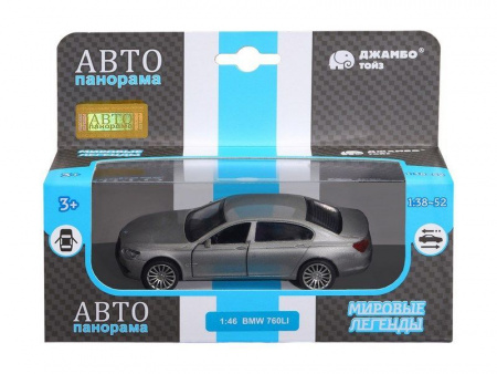 Фото Машина "АВТОПАНОРАМА" BMW 760 LI, серый, 1/46, инерция, в/к 17,5*12,5*6,5 см | Инномарт