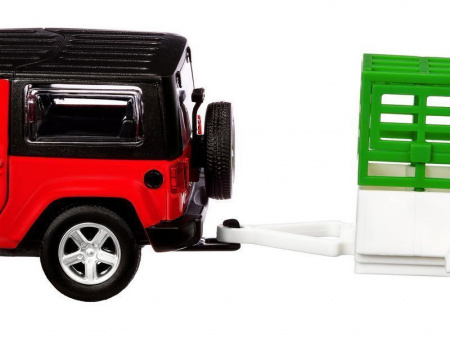 Фото Машина "АВТОПАНОРАМА" Jeep Wrangler c прицепом, 1/43, открываются передние двери, инерция, в/к | Инномарт