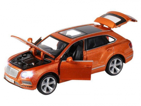 Фото Машина "АВТОПАНОРАМА" Bentley Bentayga, оранжевый, 1/34, свет, звук, инерция, в/к 17,5*13,5*9 см | Инномарт