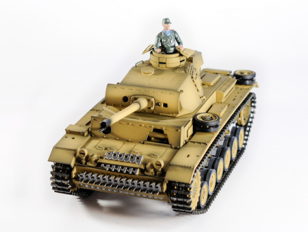 Фото Р/У танк Taigen 1/16 Panzerkampfwagen III (Германия) дым, свет V3 2.4G RTR пустыня | Инномарт