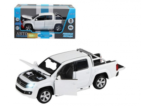 Фото Машина "АВТОПАНОРАМА" Volkswagen Amarok, белый, 1/30, свет, звук, инерция, в/к 20*10*11 см | Инномарт