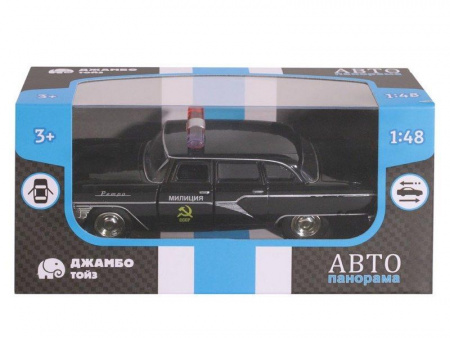 Фото Машина "АВТОПАНОРАМА" "Милиция", черный, 1/48, инерция, в/к 14*5,5*6,6 см | Инномарт