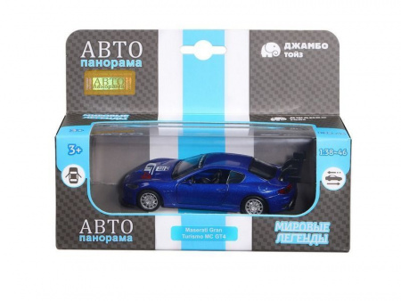 Фото Машина "АВТОПАНОРАМА" Maserati Gran Turismo MC GT4, синий, 1/43, инерция, в/к 17,5*12,5*6,5 см | Инномарт