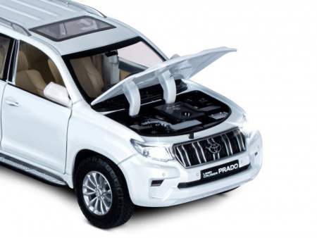 Фото Машина "АВТОПАНОРАМА" Land Cruiser Prado, 1/24, белый, свет, звук, в/к 24,5х12,5х10,5 см | Инномарт