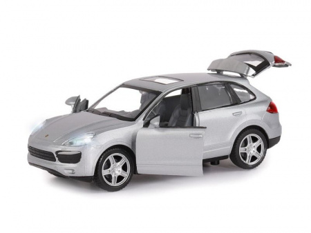 Фото Машина "АВТОПАНОРАМА" Porsche Cayenne S, серебряный, 1/32, свет, звук, инерция, в/к 17,5*13,5*9 см | Инномарт