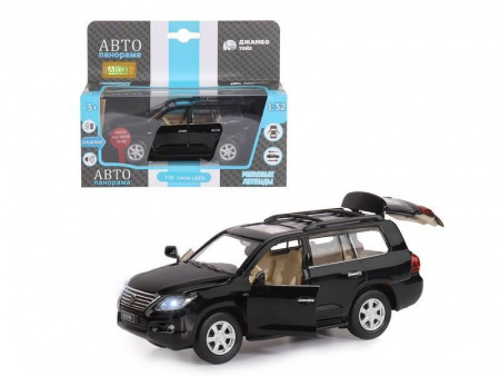 Фото Машина "АВТОПАНОРАМА" Lexus LX570, черный, 1/32, свет, звук, инерция, в/к 17,5*13,5*9 см | Инномарт