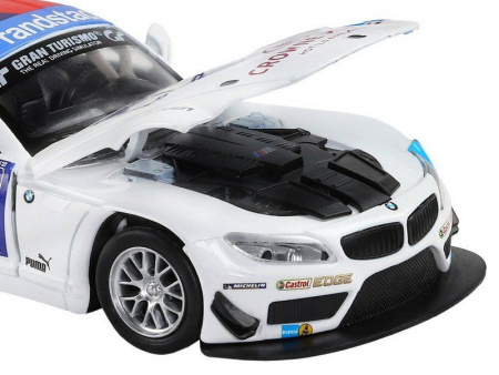 Фото Машина "АВТОПАНОРАМА" BMW Z4 GT3, белый, 1/32, свет, звук, инерция, в/к 17,5*13,5*9 см | Инномарт