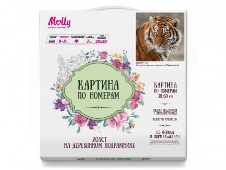 Фото Картина по номерам 30х30 Тигр (18 цветов) | Инномарт