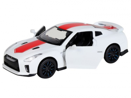 Фото Машина "АВТОПАНОРАМА" Nissan GT-R (R35), 1/32, белый, свет, звук, в/к 18*9*13,5 см | Инномарт