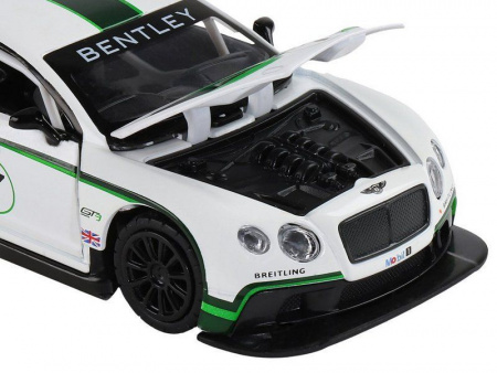 Фото Машина "АВТОПАНОРАМА" Bentley Continental GT3, белый, 1/32, свет, звук, инерция, в/к 17,5*13,5*9 см | Инномарт