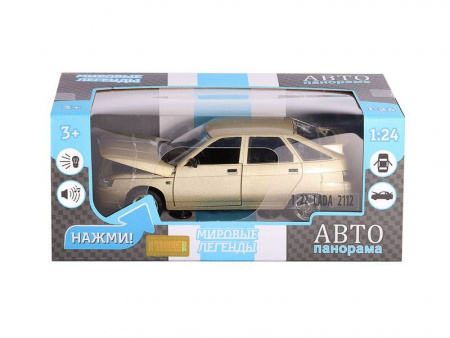 Фото Машина "АВТОПАНОРАМА" ВАЗ 2112, золотой, 1/22, инерция, в/к 24,5*12,5*10,5 см | Инномарт