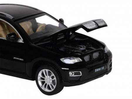 Фото Машина "АВТОПАНОРАМА" BMW X6, черный, 1/32, свет, звук, инерция, в/к 17,5*13,5*9 см | Инномарт