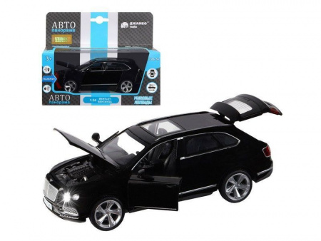 Фото Машина "АВТОПАНОРАМА" Bentley Bentayga, черный, 1/34, свет, звук, инерция, в/к 17,5*13,5*9 см | Инномарт