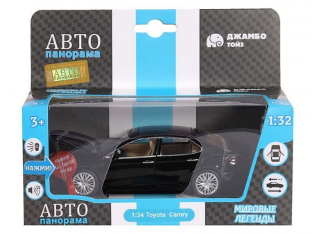 Фото Машина "АВТОПАНОРАМА" Toyota Camry, черный, 1/32, свет, звук, инерция, в/к 17,5*13,5*9 см | Инномарт