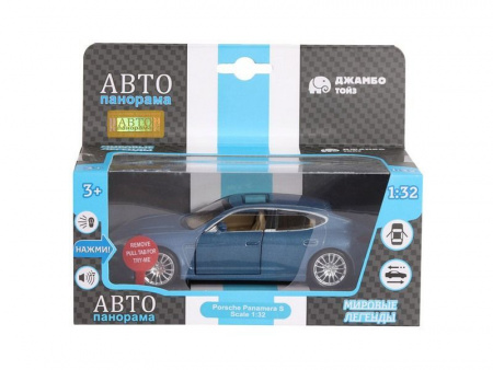Фото Машина "АВТОПАНОРАМА" Porsche Panamera S, синий, 1/32, свет, звук, инерция, в/к 17,5*13,5*9 см | Инномарт