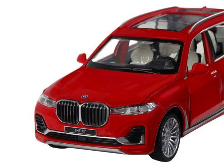 Фото Машина "АВТОПАНОРАМА" BMW X7, красный, 1/32, свет, звук, инерция, в/к 17,5*13,5*9 см | Инномарт