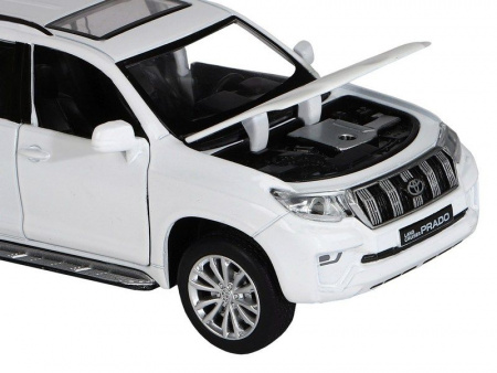 Фото Машина "АВТОПАНОРАМА" Land Cruiser Prado, белый, 1/32, свет, звук, инерция, в/к 17,5*13,5*9 см | Инномарт