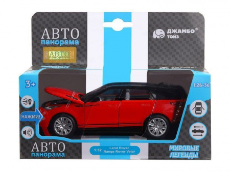 Фото Машина "АВТОПАНОРАМА" Range Rover Velar, красный, 1/32, свет, звук, инерция, в/к 17,5*12,5*6,5 | Инномарт