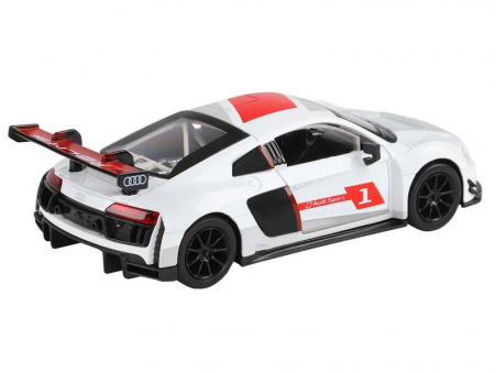 Фото Машина "АВТОПАНОРАМА" AUDI R8, белый перламутр, 1/32, свет, звук, инерция, в/к 17,5*13,5*9 см | Инномарт