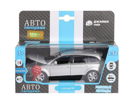 Фото Машина "АВТОПАНОРАМА" Audi Q7, серебряный, 1/32, свет, звук, инерция, в/к 17,5*13,5*9 см | Инномарт