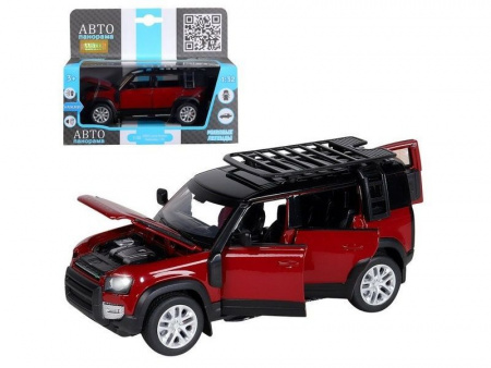 Фото Машина "АВТОПАНОРАМА" Land Rover Defender 110, 1/32, красный, свет, звук, в/к 17,5*13,5*9 см | Инномарт