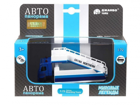 Фото Машина "АВТОПАНОРАМА" VOLVO FM "Пассажирский трап", синий, 1/72, инерция, в/к 17,5*13*6,5 см | Инномарт