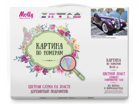 Фото Картина по номерам с цветной схемой на холсте 30х40 Ретро автомобиль (22 цвета) | Инномарт