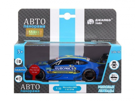 Фото Машина "АВТОПАНОРАМА" Mercedes-AMG C 63 DTM, синий, 1/32, свет, звук, инерция, в/к 17,5*12,5*6,5 см | Инномарт