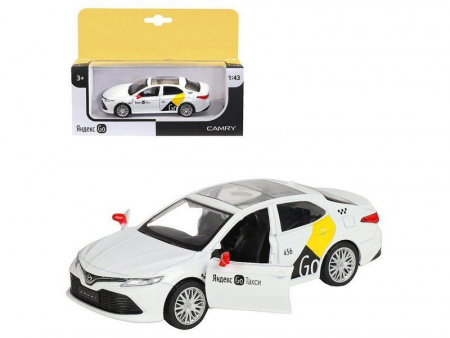 Фото Машина "АВТОПАНОРАМА" Яндекс GO Toyota Camry, 1/43, белый, инерция, откр. двери, 17,5*12,5*6,5 см | Инномарт