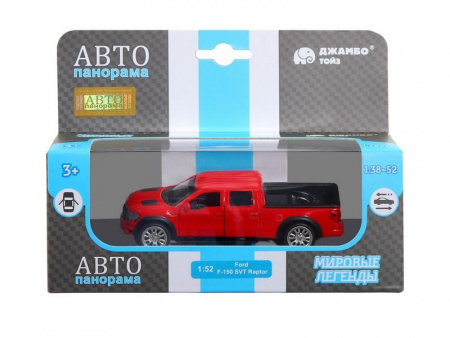 Фото Машина "АВТОПАНОРАМА" Ford F-150 SVT Raptor-2, красный, 1/52, инерция, в/к 17,5*12,5*6,5 см | Инномарт