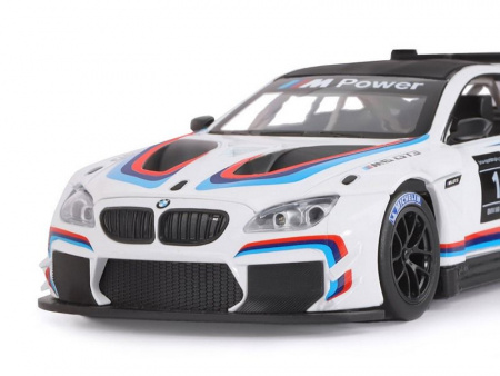 Фото Машина "АВТОПАНОРАМА" BMW M6 GT3, белый, 1/24, свет, звук, в/к 24,5*12,5*10,5 см | Инномарт