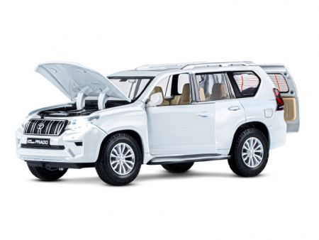 Фото Машина "АВТОПАНОРАМА" Land Cruiser Prado, 1/24, белый, свет, звук, в/к 24,5х12,5х10,5 см | Инномарт