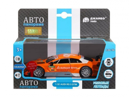 Фото Машина "АВТОПАНОРАМА" Audi RS 5 DTM,оранжевый, 1/32, свет, звук, инерция, в/к 17,5*13,5*9 см | Инномарт