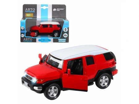 Фото Машина "АВТОПАНОРАМА" Toyota FJ Cruiser, красный, 1/32, свет, звук, инерция, в/к 17,5*13,5*9 см | Инномарт