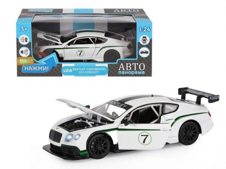 Фото Машина "АВТОПАНОРАМА" Bentley Continental GT3 Concept, белый, 1/24, в/к 24,5*12,5*10,5 см | Инномарт