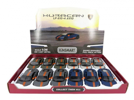 Фото Машина Kinsmart 1:38 Lamborghini Huracan LP610-4 Avio Matte, инерция (1/12шт.) б/к | Инномарт