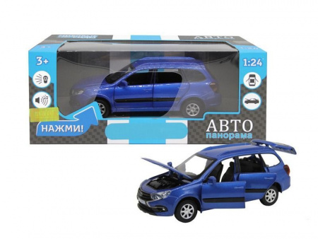 Фото Машина "АВТОПАНОРАМА" LADA GRANTA CROSS, синий, 1/24, свет, звук, инерция, в/к 24,5*12,5*10,5 см | Инномарт