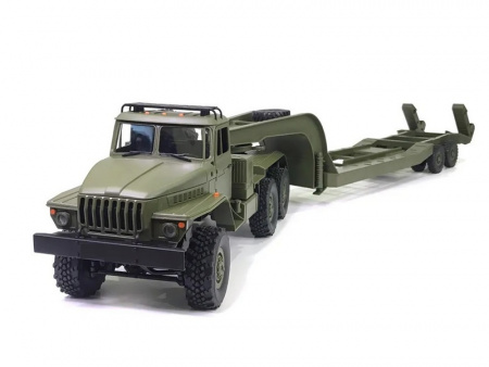 Фото Радиоуправляемая машина WPL военный грузовик B-36 с тралом (зеленый) 6WD 2.4G 1/16 RTR | Инномарт