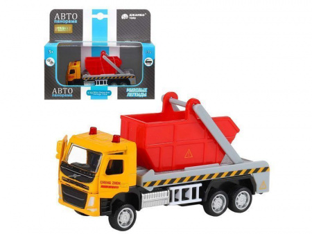 Фото Машина "АВТОПАНОРАМА" VOLVO FM "Мусоровоз", желтый-красный, 1/72, инерция, в/к 17,5*13*6,5 см | Инномарт