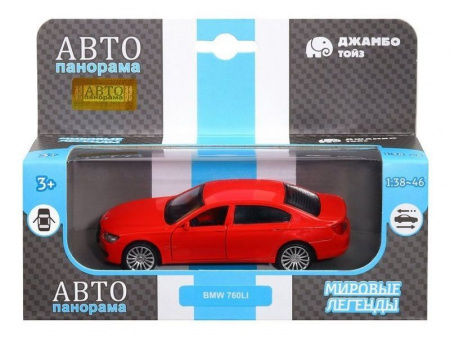 Фото Машина "АВТОПАНОРАМА" BMW 760 LI, красный, 1/46, инерция, в/к 17,5*12,5*6,5 см | Инномарт