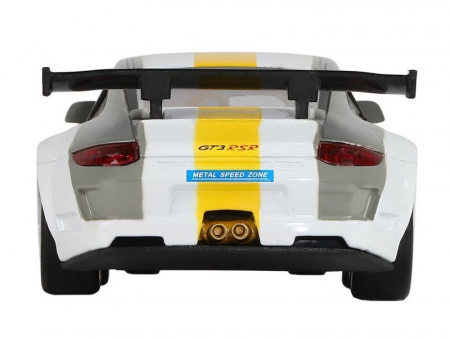 Фото Машина "АВТОПАНОРАМА" Porsche 911 GT3 RSR, серебряный, 1/32, свет, звук, инерция, в/к 17,5*13,5*9см | Инномарт