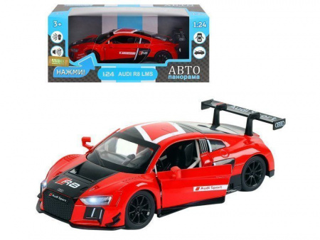 Фото Машина "АВТОПАНОРАМА" Audi R8 LMS, красный, 1/24, свет, звук, в/к 24,5*12,5*10,5 см | Инномарт