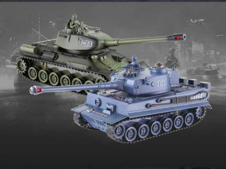 Фото Радиоуправляемый танковый бой Zegan 99824 Русский Т34 и Немецкий Tiger, 1/28, 27Mhz, 40Mhz | Инномарт