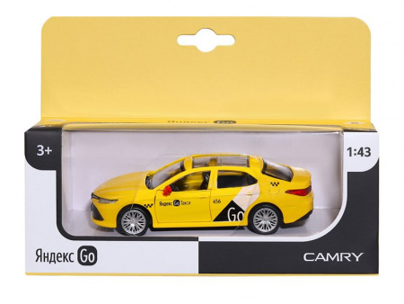 Фото Машина "АВТОПАНОРАМА" Яндекс GO Toyota Camry, 1/43, желтый, инерция, откр. двери, 17,5*12,5*6,5 см | Инномарт