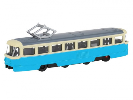 Фото Трамвай "Автопанорама", синий, 1/90, свет, звук, инерция, в/к 22*13,5*5,8 см | Инномарт