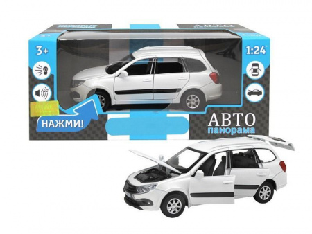 Фото Машина "АВТОПАНОРАМА" LADA GRANTA CROSS, белый, 1/24, свет, звук, инерция, в/к 24,5*12,5*10,5 см | Инномарт