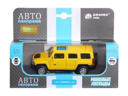 Фото Машина "АВТОПАНОРАМА" Hummer H3, желтый, 1/43, инерция, в/к 17,5*12,5*6,5 см | Инномарт