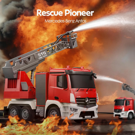 Фото Радиоуправляемая пожарная машина Double Eagle Mercedes-Benz ANTOS 1/26 2.4G брызгает водой RTR | Инномарт