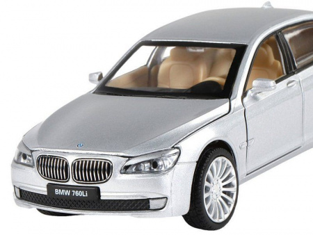 Фото Машина "АВТОПАНОРАМА" BMW 760LI , серебряный, 1/34, свет, звук, инерция, в/к 17,5*13,5*9 см | Инномарт
